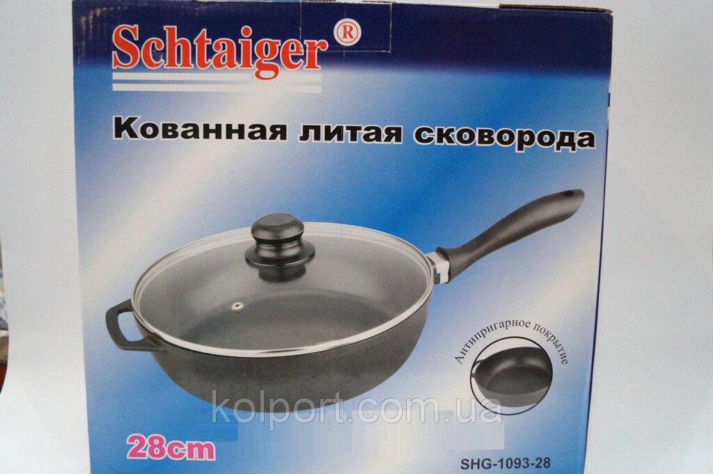 Сковорода Schtaiger 28 см SHG-1093-28, каструлі, нержавіючі каструлі, сковорідки, кухонний посуд, якість - опис