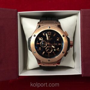 Чоловічі наручні годинники Hublot Big Bang Gold Black механика с автоподзаводом якість 5980, годинник, чоловічі