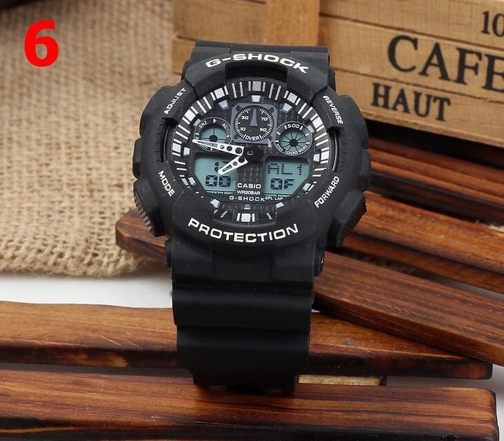 Годинники Casio G-Shock GA100, чорні з білим, наручний годинник, чоловічий годинник, електронні, спортивно-туристичні годинники - наявність