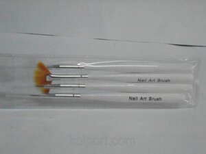 Пензлика для макіяжу YRE Nail Art Brush (4 шт, плоскі, прозорі), набір кистей
