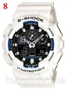 Годинники Casio G-Shock GA100, білі, з чорним циферблатом, наручний годинник, електронні, спортиного