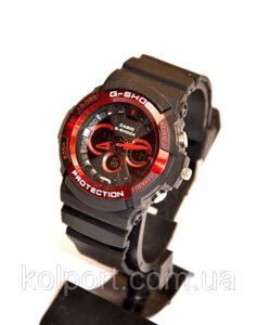 Наручний годинник Casio G-Shock Protection (чорні з червоним), спортивні, чоловічий годинник, електронні, made in Japan