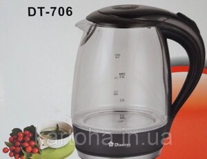 Скляний електричний чайник Domotec DT-706 з LED підсвічуванням