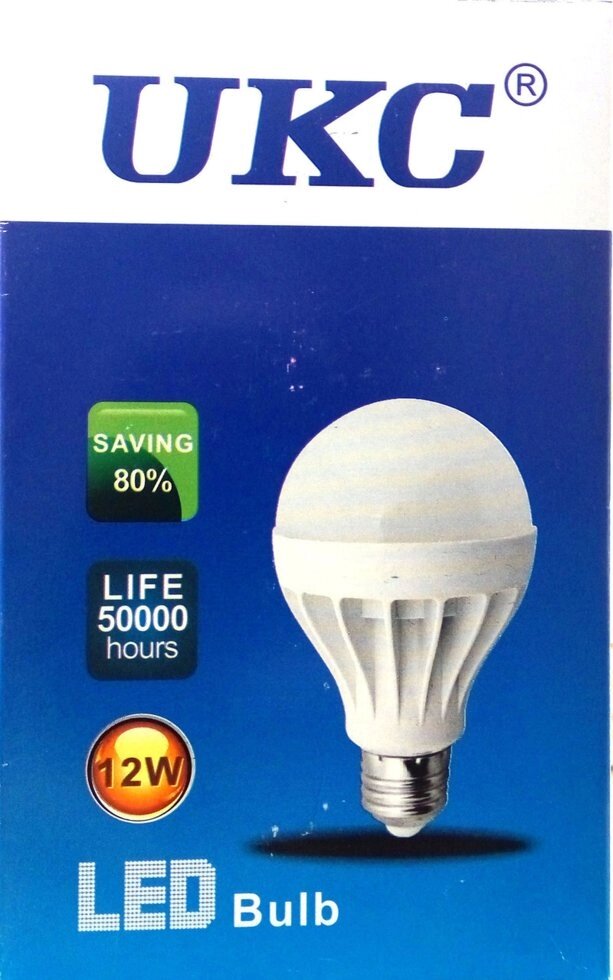 Лампа світлодіодна енергозберігаюча LED E27 12W (Білий світло) UKC - замовити