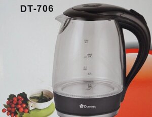 Скляний електричний чайник Domotec DT-706 з LED підсвічуванням