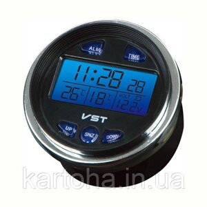 Автомобільний годинник з термометром і вольтметром vst-7042V