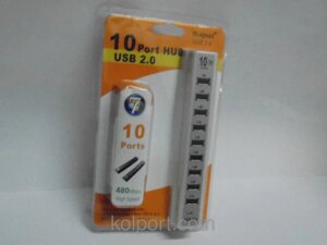 USB адаптер на 10 портів, перехідник, usb, 10 port Hub Usb 2.0, комп'ютерні аксесуари