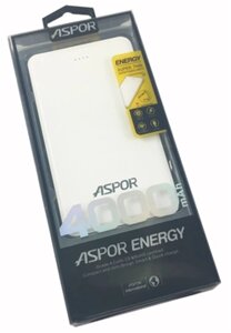 Powerbank Aspor 4000 mAh (Polymer, 100% ємність)