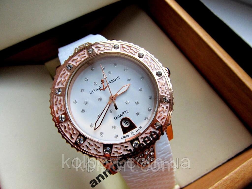 Жіночі наручні годинники Ulysse Nardin (Улісс Нардан) БІЛІ годинник під Rolex жіночі (Ремінець-регульований) купити - опт