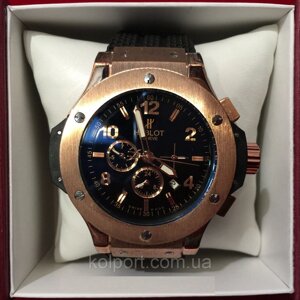 Чоловічі наручні годинники Hublot Big Bang Gold Black механика с автоподзаводом якість 5980, годинник, чоловічі