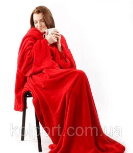 Плед з рукавами Червоний, дуже теплий, ніжний, штучний, фліс, текстиль, зроблено в Україні