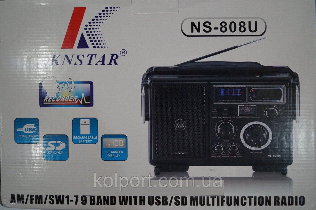 Портативна колонка SD / USB KN-808, портативна акустика, музичні колонки, аудіотехніка від компанії Інтернет-магазин "Tovar-plus. Com. Ua" - фото 1