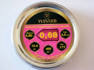 Кулі Winner 0,68г гостроголова 400 шт / НЧК, 4.5 мм, Україна