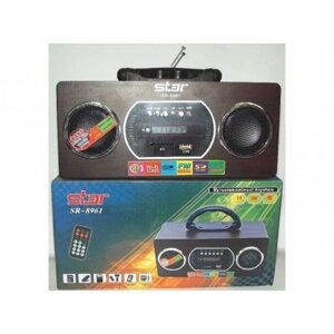 Радіоприймач Star SR-8961, портативна колонка, MP3, з пультом, mp3 колонки, портативна акустика, аудіотехн