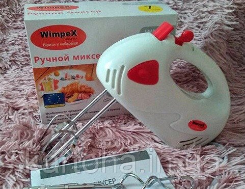 Ручний міксер Wimpex WX-432 компактний і потужний 7 швидкостей, насадки на тісто і збивання від компанії Інтернет-магазин "Tovar-plus. Com. Ua" - фото 1