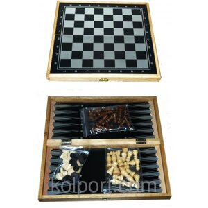 Шашки шахи і нарди Бамбук Якість 30х30 магніт