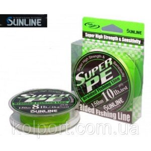 Шнур плетений Sunline Super PE green 150m з матеріалу Dyneema