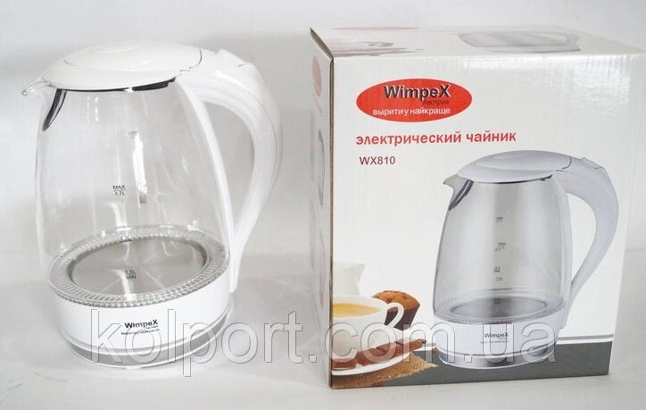 Скляний електричний чайник Wimpex WX-810 з LED підсвічуванням від компанії Інтернет-магазин "Tovar-plus. Com. Ua" - фото 1