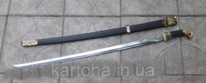 Сувенірна зброя Шашка ФТС, клинок з гравіюванням сталевий НЕ заточений з орлом на рукояті + піхви в чорному