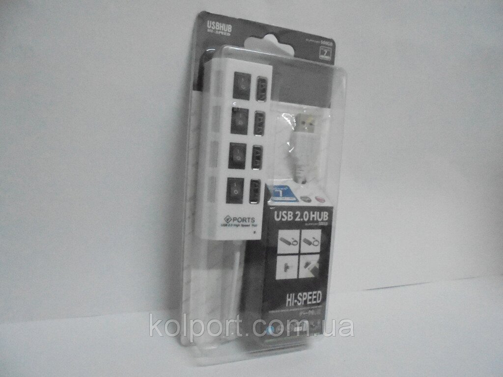 USB 2.0 HUB 500 GB, 2.0 високошвидкісний, High Speed, Supports 500GB HDD, 4 порту від компанії Інтернет-магазин "Tovar-plus. Com. Ua" - фото 1