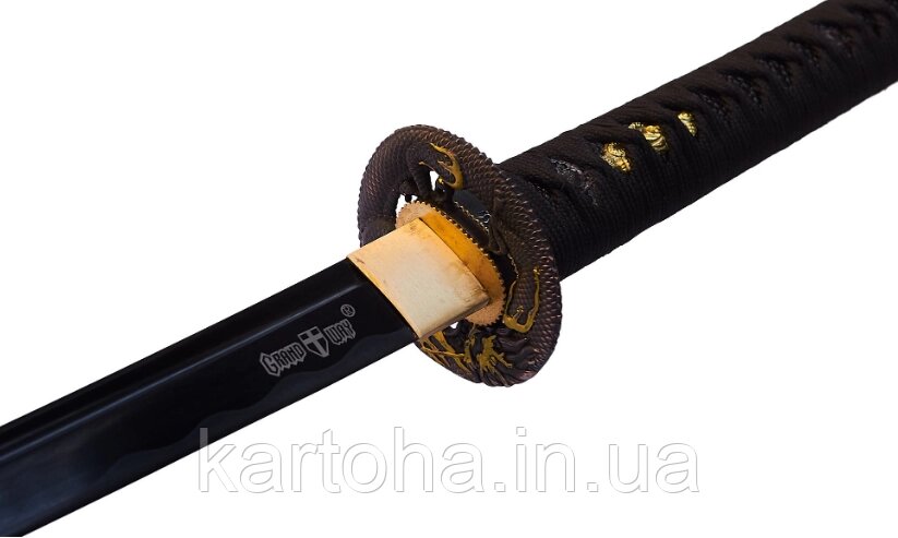 Японська катана самурай чорна плетена рукоять самурайська Katana меч, якісне лезо від компанії Інтернет-магазин "Tovar-plus. Com. Ua" - фото 1