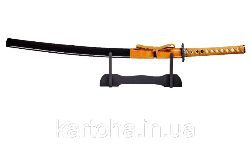 Японська катана самурай жовта плетені рукоять самурайська Katana меч, якісне лезо + підставка від компанії Інтернет-магазин "Tovar-plus. Com. Ua" - фото 1