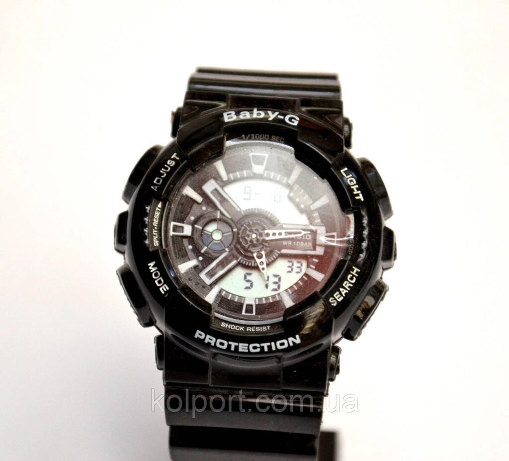 Жіночі наручні годинники Baby-G чорні з білим дисплеєм від компанії Інтернет-магазин "Tovar-plus. Com. Ua" - фото 1