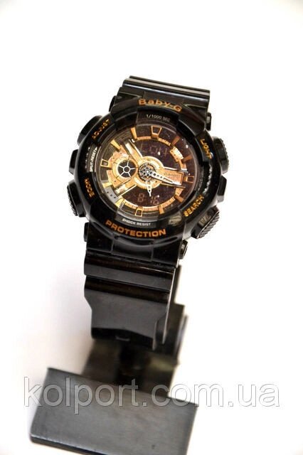Жіночі наручні годинники Casio G-Shock Baby-G (чорні з золотим), кварцові, жіночі, спортивні, наручні від компанії Інтернет-магазин "Tovar-plus. Com. Ua" - фото 1