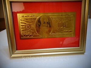 Золота банкнота 100 доларів 999 24к UNC
