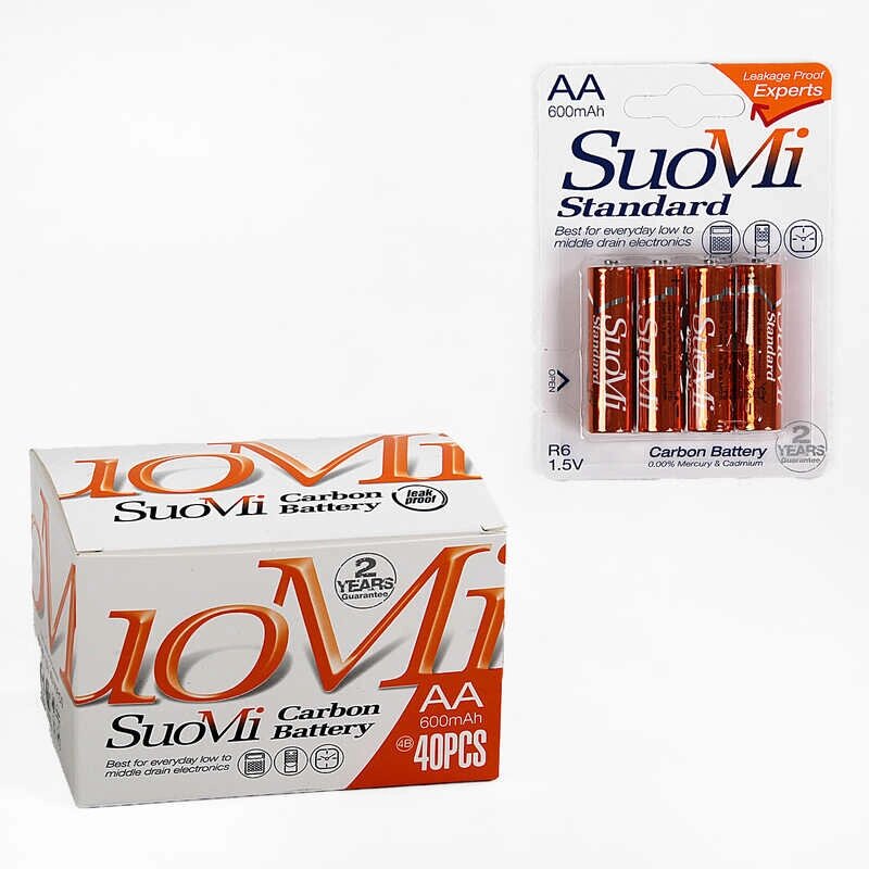 Батарейки “SuoMi” C 66691 пальчикові, АА 1,5V, ЦІНА ЗА 40 ШТУК В БЛОЦІ [Склад зберігання: Одеса №4] від компанії CD-Market - фото 1