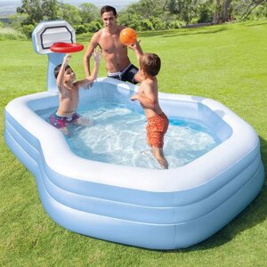 Дитячий надувний басейн Intex 57183 (130*188*257 см., баскетбольне кільце і надувний м'яч в комплекті) Склад