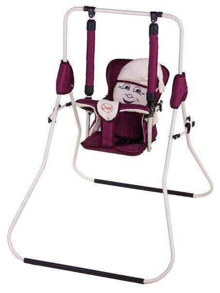 Гойдалка підлогова "Алінка" 204846 бордово-бежевий, бежевий каркас, у пакеті [Склад зберігання: Одеса №4] від компанії CD-Market - фото 1