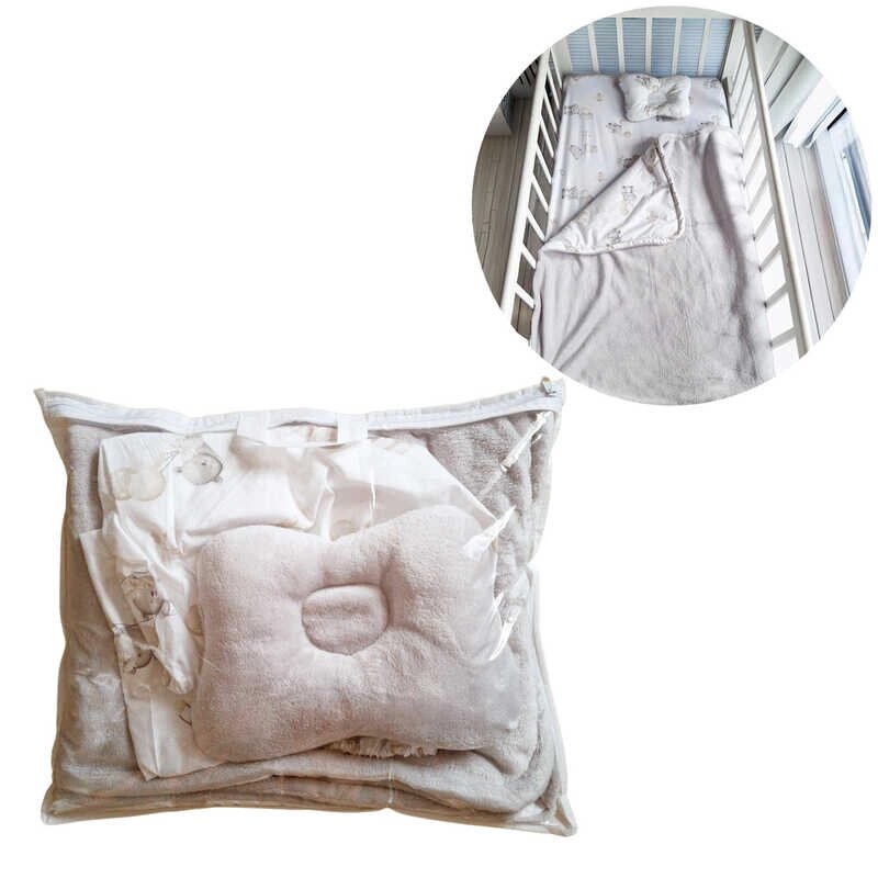 Комплект "3 предмети" 54609 "Bimbo", подушка, ковдра, простирадло на резинці, тканина РАНФОРС, ВЕЛСОФТ, в пакеті [Склад  від компанії CD-Market - фото 1