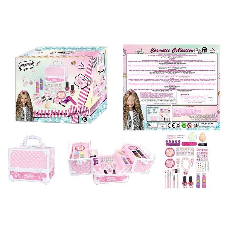 Косметика J 1154 B сережки, браслет, 2 помади, тіні сухі, тіні вологі, пензлики, спонжі, тіпси, пилочка, лаки для від компанії CD-Market - фото 1