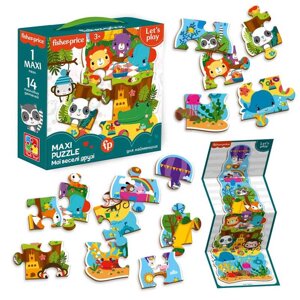 Maxi puzzle "Fisher Price. Мої веселі друзі" VT1711-10 укр (6) Vladi Toys", 14 елементів, постер, в коробці [Склад