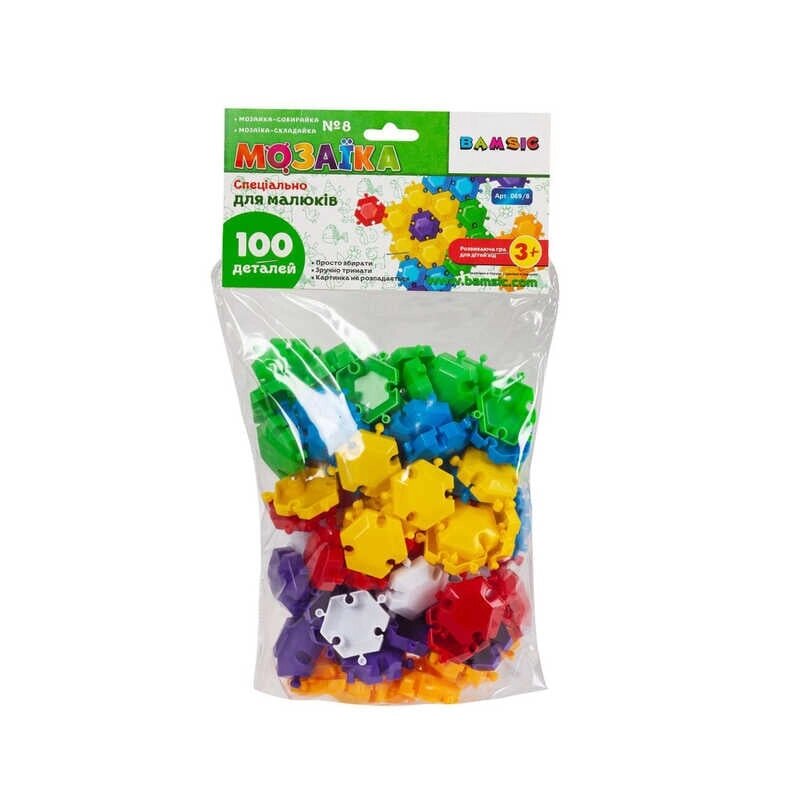 Мозаїка різнокольорова №8 069/8 (25) 100 деталей, "BAMSIC" [Склад зберігання: Одеса №4] від компанії CD-Market - фото 1