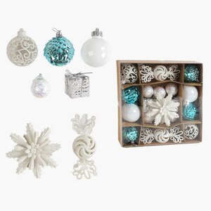 Новорічні прикраси C 67451 кульки, квітка, візерункові цукерки, 22 штуки, діаметр 5.5 і 3.5 см, в коробці [Склад