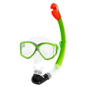 Набір для плавання BestWay 24050 (2в1, розмір: L, вік: 14+, маска: обхват голови: 59 см + трубка) (Зелено-жовтий)