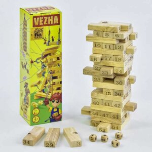 Дерев'яна гра "Вежа" 7358 (30) 54 деталі, "4FUN Game Club wood", в коробці [Склад зберігання: Одеса №4]