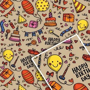 Папір пакувальний крафт "Кульки на бурому" 70*100см 10л/уп Stenson 1042БР [Склад зберігання: Одеса №3]