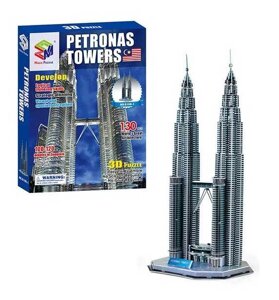Пазли 3D G 168-1 "Вежі Петронас", 130 елементів, висота 52 см, в коробці [Склад зберігання: Одеса №4]