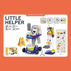 Набір для прибирання 667-66 пилосос на батарейках, візок, відро з віджимом, швабра, мітли, знаки попередження та інші