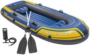 Човен надувний Intex 68370 «Chellenger 3» (137*295 см, гребний, тримісний, трикамерний, весла, насос, надувне дно, до