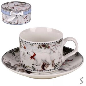 Чашка з блюдцем новорічна "Winter" 2пр/наб 160мл/17см Stenson R36242 [Склад зберігання: Одеса №3]