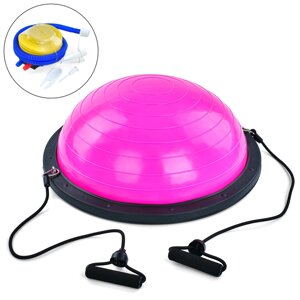 Балансировочна спортивна півсфера (платформа) для фітнесу Profi MS 2609-1 Pink (Ø60 см, ПВХ, еспандер, насос, рожевий)