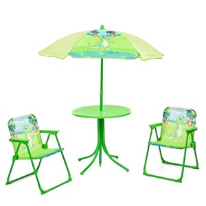 Дитячий садовий столик зі стільчиками і парасолькою «Динозавр» 93-74-DINO [Склад зберігання: Одеса №2]