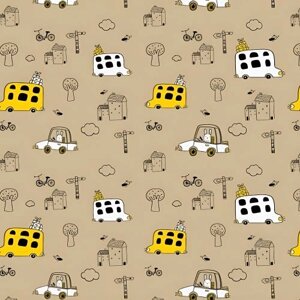 Папір пакувальний крафт "Машинки на бурому" 70*100см 10л/уп Stenson 1038БР [Склад зберігання: Одеса №3]