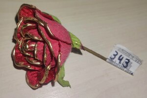 Декоративна штучна троянда Stenson R84343 «Троянда» (14 см., колір червоний) [Склад зберігання: Київ №1]