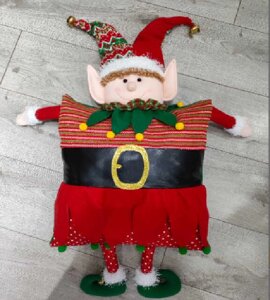 Новорічна декоративна подушка C 67874 “Святковий персонаж”, об’ємні деталі, декор, дзвоники, розмір 51х9х85 см, у