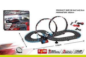 Автотрек JJ 205-1 2 машинки, 2 джойстика на батарейках, розмір треку 110х70 см, масштаб 1:43, в коробці [Склад